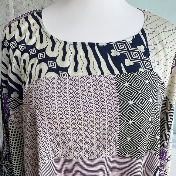 0059/ purple Multicolor Poncho with fringed, Batik Poncho with fringed - Picture 3 of 9